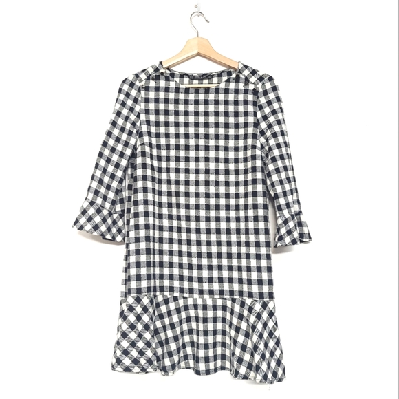 Zara Dresses & Skirts - Zara black and white gingham peplum dress, size small